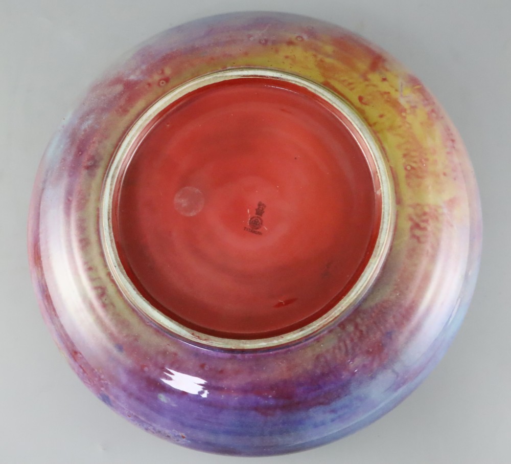A Royal Doulton Titanian ware flambe bowl, c.1910, of compressed globular form, inspired by Chinese Jun ware glazes,